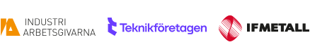 Parterna till Industrins yrkestävlingars logotyper - industriarbetsgivarna, IF metall och teknikföretagen
