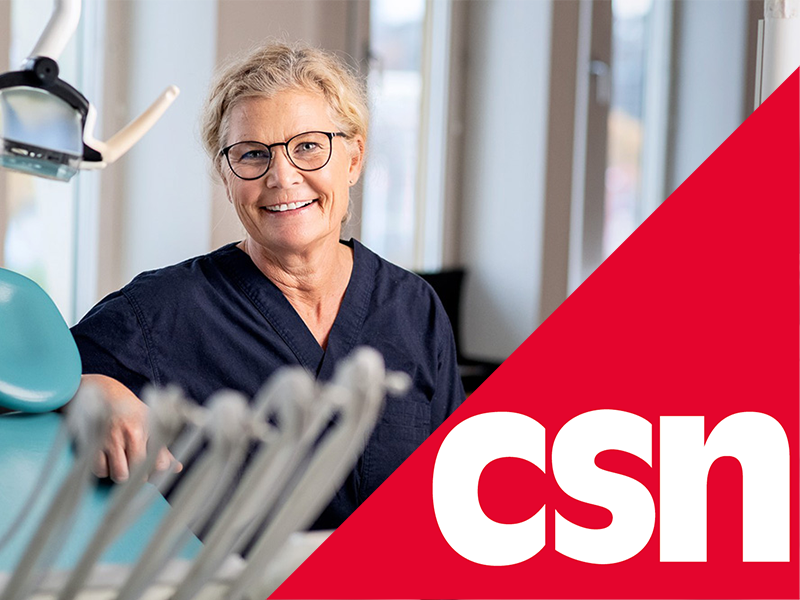 Woman who has switched career to be a dental care nurse.