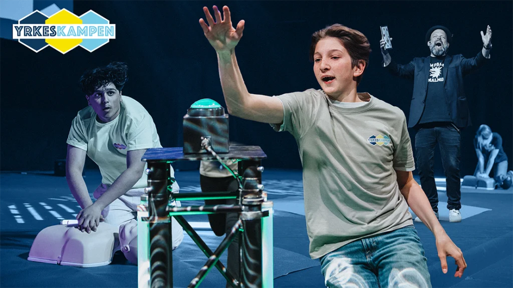 Ung kille går i mål, påhejad av Beppe Singer i Yrkeskampens final 2025